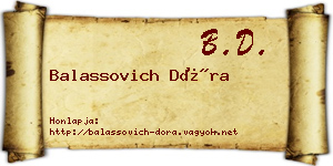 Balassovich Dóra névjegykártya